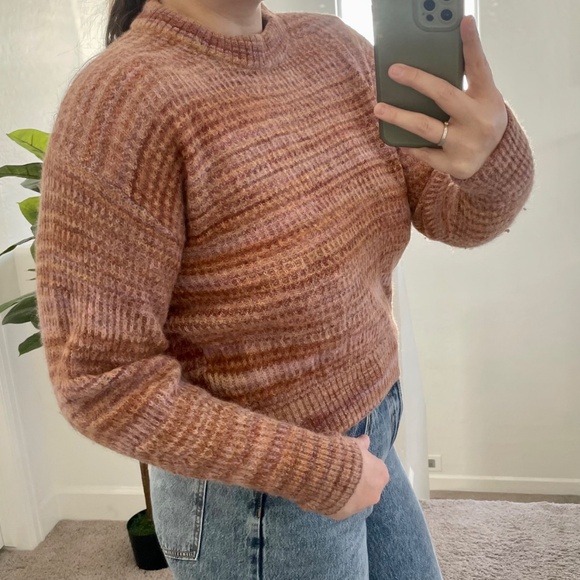 Alpaca Crew Neck Sweater Wool Blend Tonal Hipster Boho Bohemian Hippie Sweater - Picture 2 of 11